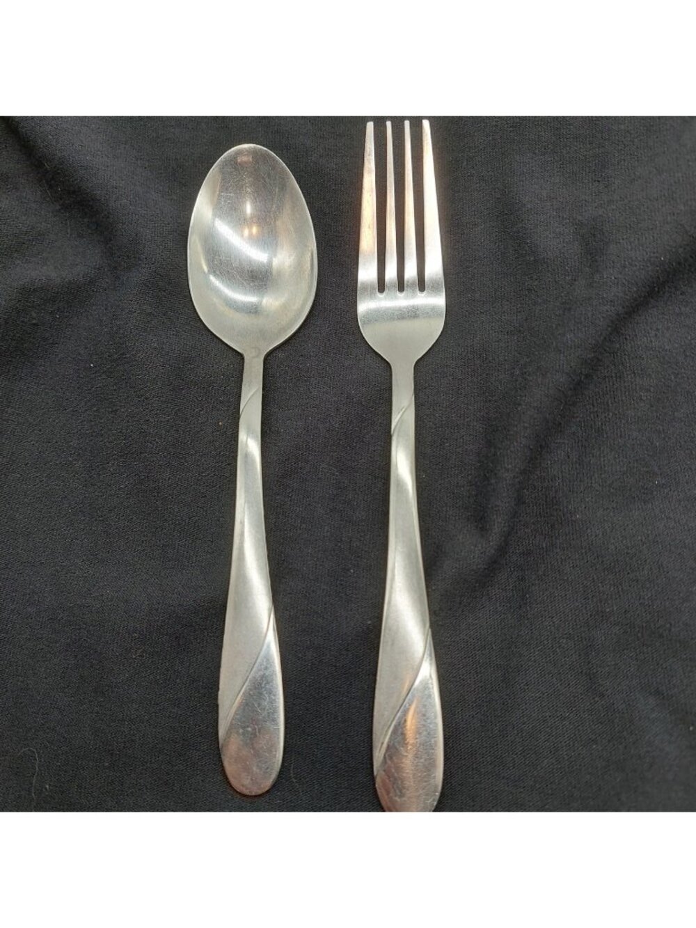 Cambridge Dinner Spoon & Fork 7" Swirl Sand Silversmiths Stainless Flatware